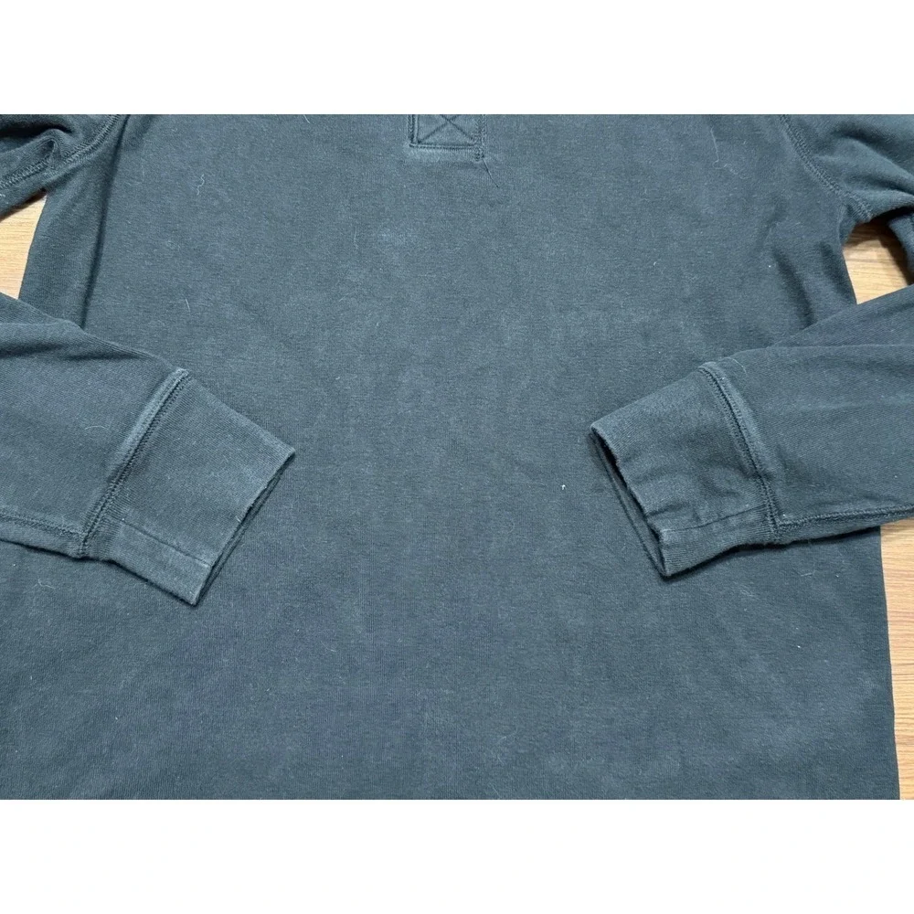 J.Crew Oarsman Heritage Brushed Rib-Knit Long Sleeve Henley Shirt Black Sz M